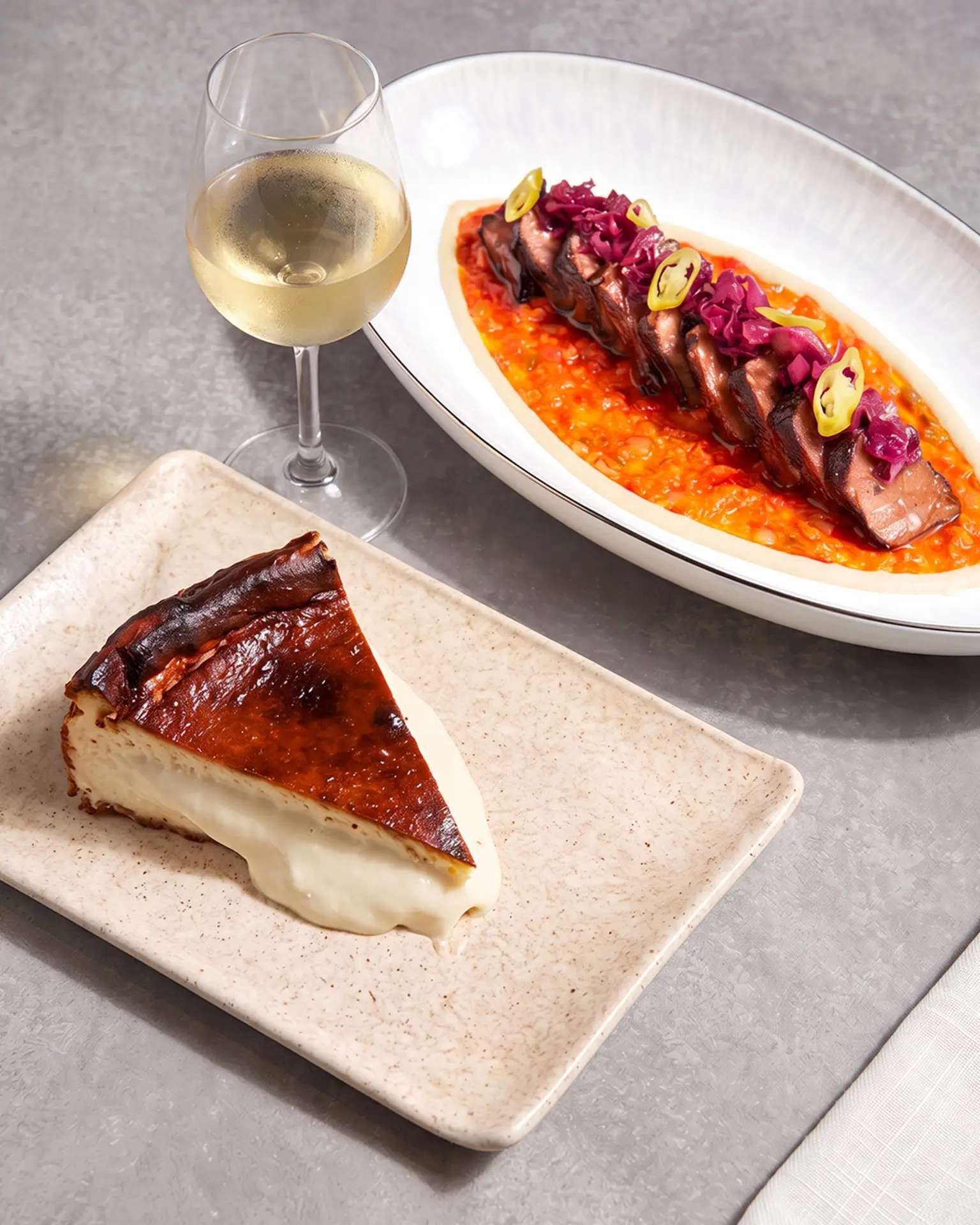 Basque Burnt Cheesecake and Wagyu Short Rib at Amor Singapore